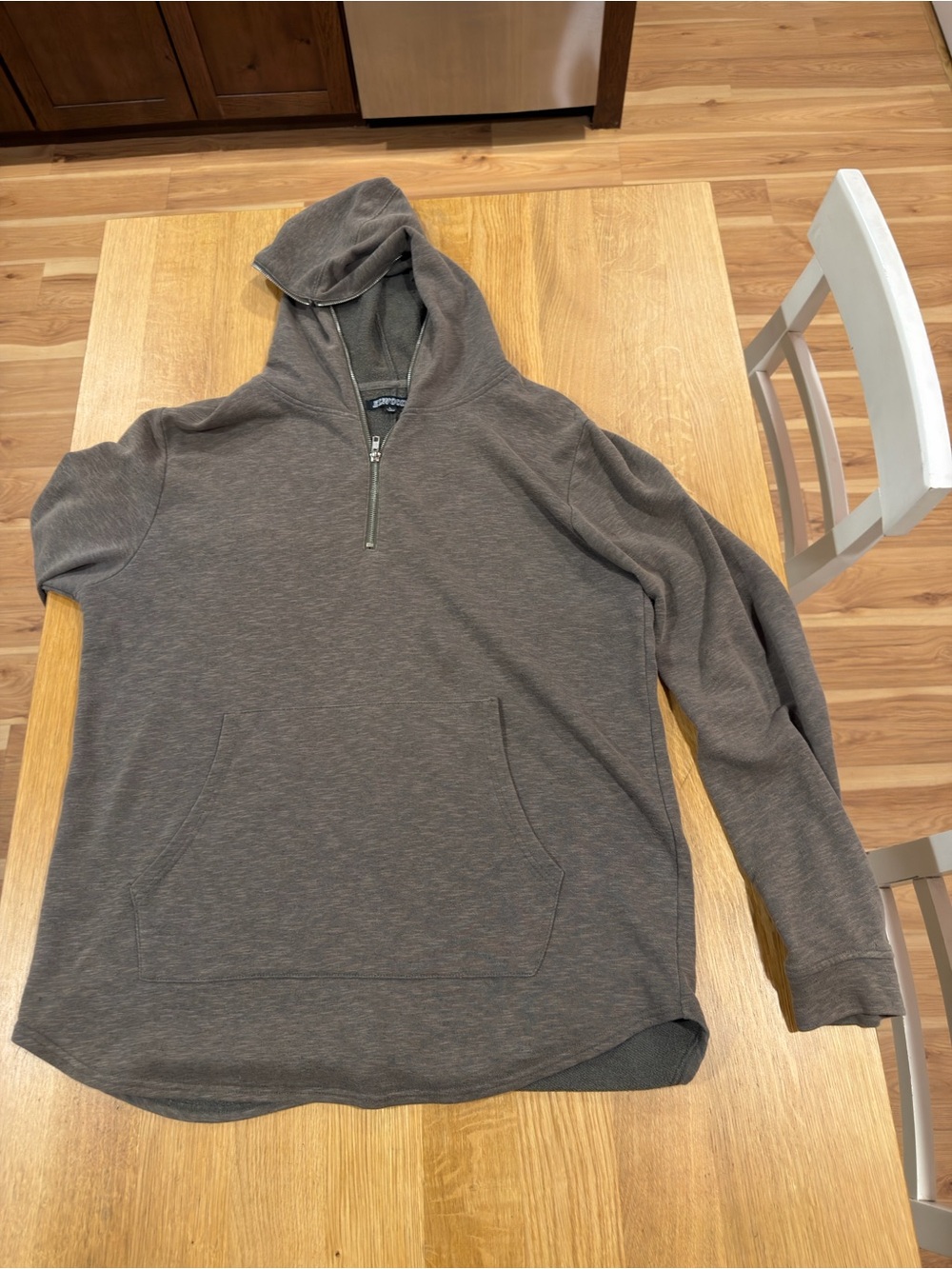 Men's Quarter-Zip Hooded Sweater in Brown